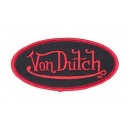 Patch ecusson von Dutch signature ovale rouge fond noir