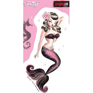 Sticker Pinup cartoon oldschool sailor mermaid sirene black & pink JA636