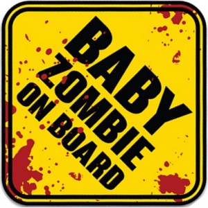 Sticker Baby zombie on board panneau bébé zombie à bord sang