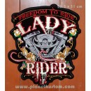 Patch ecusson lady rider vtwin biker moteur en v grand dos roses