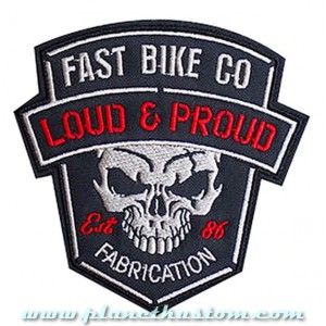 Patch ecusson biker fast bike loud & proud skull fabrication