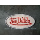 Patch ecusson von Dutch signature ovale rouge fond gris clair old stock