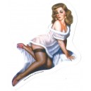 Sticker Pin Up oldschool sexy nuisette blanche bas noir 3