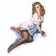 Sticker Pin Up oldschool sexy nuisette blanche bas noir 3