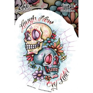 Sticker Skull laugh now cry later JA604