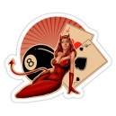 Sticker Pinup oldschool diablesse cards & 8 ball