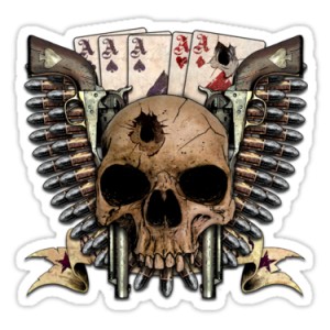 Sticker dead man's hand Skull guns ace cardes skull1